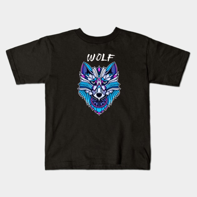 Wolf Animal Lover Kids T-Shirt by JeffDesign